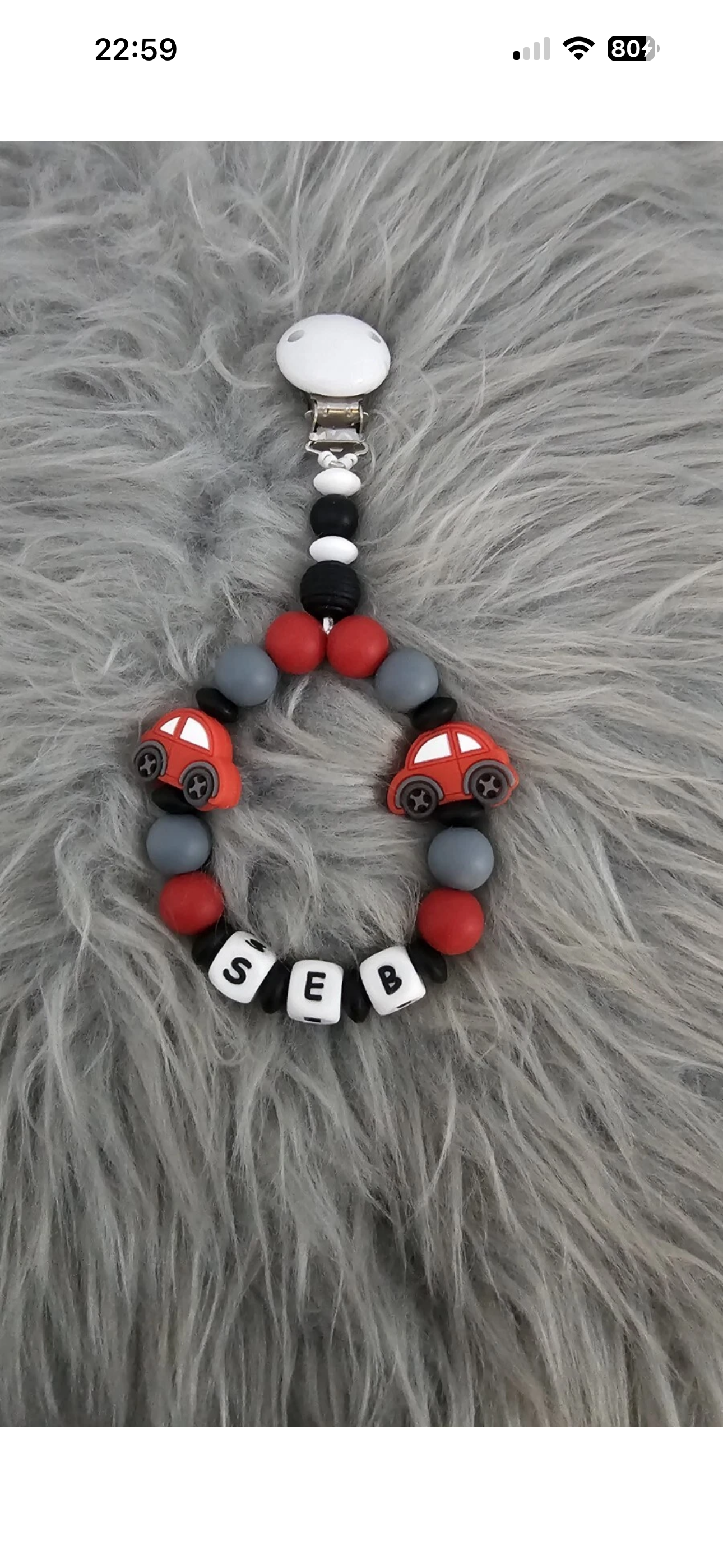 Personalised pram charm dummy clip and teether