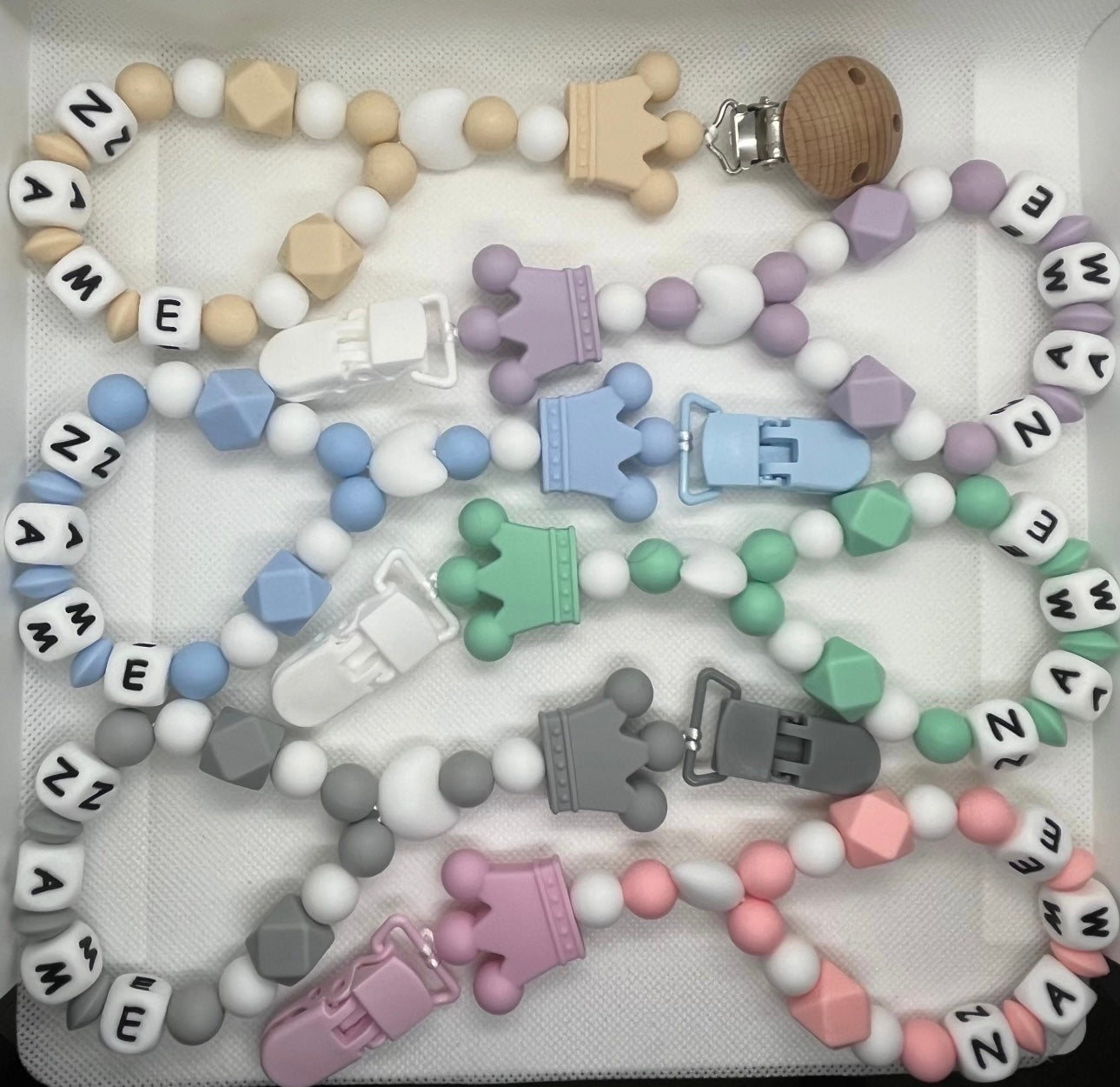 Personalised pram charm and matching dummy clip